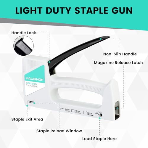 Smart Home HAUSHOF Light Duty Staple Gun, Upholstery Staple Gun with 800PCS Set
