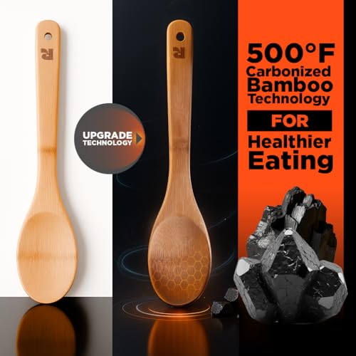 Smart Home Riveira Dark Bamboo Wooden Spoons for Cooking for Daily Use