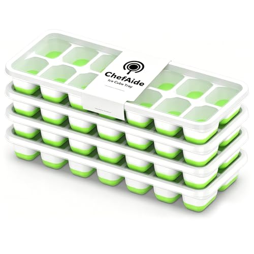Smart Home ChefAide 4‑Pack Ice Cube Trays with Lids, 56‑Cube Collection