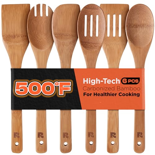 Smart Home Riveira Dark Bamboo Wooden Spoons for Cooking for Daily Use